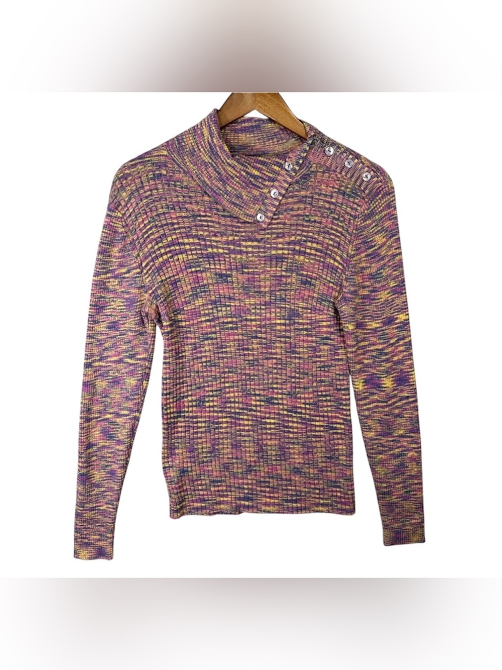Sundance Women’s Ribbed Knit Sweater Medium Colorful Roll Neck Bohemian